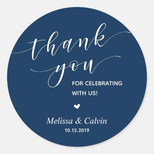 Sticker Rond Merci, fêter avec nous, répétition mariage (Devant)