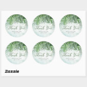 Sticker Rond Merci Feuille d'aquarelle tropicale Mariage (Feuille)