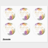 Sticker Rond Merci Feuilles d'Automne Élégant Script (Feuille)