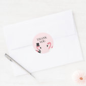 Sticker Rond Merci Flamant rose Mariage (Enveloppe)