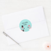Sticker Rond Merci Flamant rose Mariage (Enveloppe)