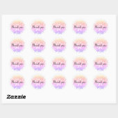 Sticker Rond Merci Fleur Mandala Rose Violet Pastel (Feuille)