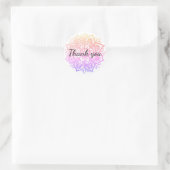Sticker Rond Merci Fleur Mandala Rose Violet Pastel (Sac)