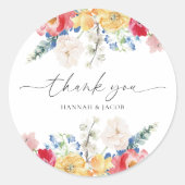 Sticker Rond Merci Fleur sauvage coloré Faveur de mariage (Devant)