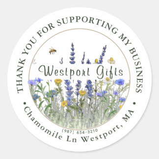 Sticker Rond Merci Fleur sauvage Dainty Pour Votre Entreprise