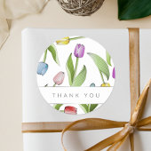Sticker Rond Merci Fleurs De Tulipes Colorées Modernes