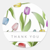 Sticker Rond Merci Fleurs De Tulipes Colorées Modernes (Devant)