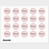 Sticker Rond Merci Fleurs roses (Feuille)