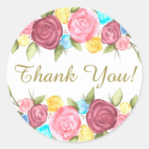 Sticker Rond Merci floral