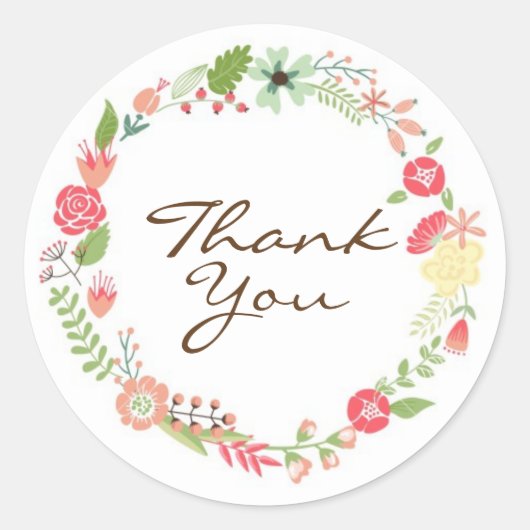 Sticker Rond Merci/Floral (Devant)