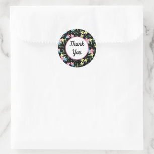 Sticker Rond Merci floral