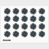 Sticker Rond Merci floral bleu bleu bleu bleu bleu rose bordeau (Feuille)