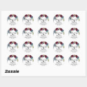 Sticker Rond Merci Floral Bourgogne Mariage (Feuille)