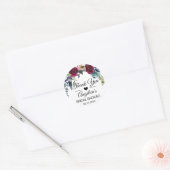 Sticker Rond Merci Floral Bourgogne Mariage (Enveloppe)