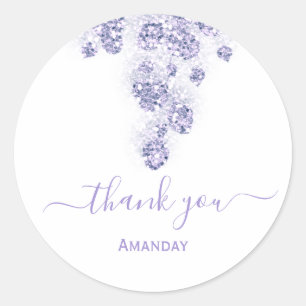 Sticker Rond Merci Floral Dusty Blue White Mariage Douzième