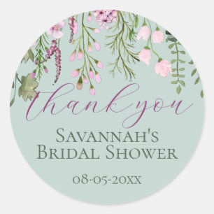 Sticker Rond Merci floral Fleur sauvage de prairie aquarelle