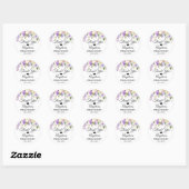 Sticker Rond Merci Floral Lavender Lilac Mariage nuptiale (Feuille)