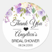 Sticker Rond Merci Floral Lavender Lilac Mariage nuptiale (Devant)