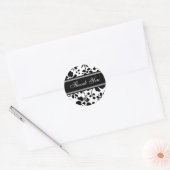 Sticker Rond Merci floral noir et blanc (Enveloppe)
