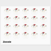 Sticker Rond Merci Floral Or classique Faveur mariage (Feuille)