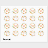 Sticker Rond Merci Floral Orange Et Fleurs Vertes (Feuille)