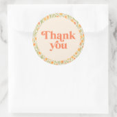 Sticker Rond Merci floral rétro (Sac)