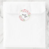 Sticker Rond Merci floral rose (Sac)