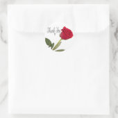 Sticker Rond Merci Floral Rose Rouge Noir & Blanc (Sac)