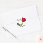 Sticker Rond Merci Floral Rose Rouge Noir & Blanc (Enveloppe)
