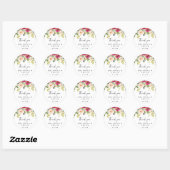 Sticker Rond Merci Floral Rose Vert Mariage Favoriser (Feuille)