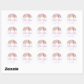 Sticker Rond Merci Floral rose violet Mariage d'anniversaire (Feuille)