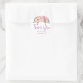 Sticker Rond Merci Floral rose violet Mariage d'anniversaire (Sac)