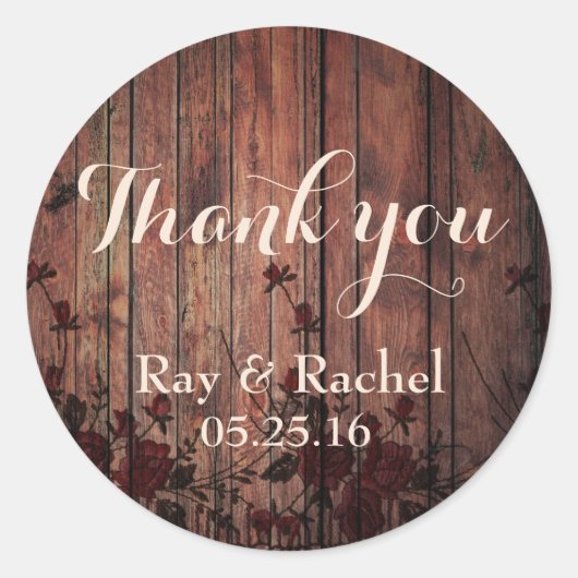 Sticker Rond Merci Floral Rouge Faux Lace (Devant)