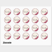 Sticker Rond merci floral round stiker rouge mariage annuasar (Feuille)