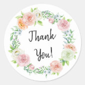 Sticker Rond Merci Floral Simplement Chic Favoriser (Devant)