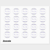 Sticker Rond Merci floral violet Fleurs Mariage (Feuille)