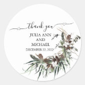 Sticker Rond Merci Foliing hiver Noël Mariage en coton (Devant)