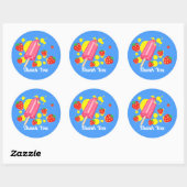 Sticker Rond Merci Fun Pink Popsicle et fraises (Feuille)