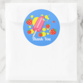 Sticker Rond Merci Fun Pink Popsicle et fraises (Sac)