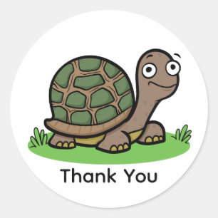 Sticker Rond Merci Funny Tortoise