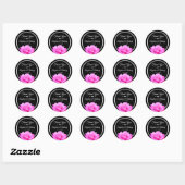 Sticker Rond Merci Fushia Rose Mariage rose chaud (Feuille)