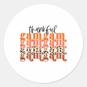 Sticker Rond Merci Gamgam Thanksgiving Retro Leopard Fall Se