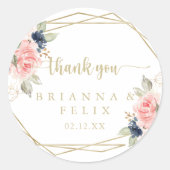 Sticker Rond Merci géométrique Floral Gold Faveur (Devant)