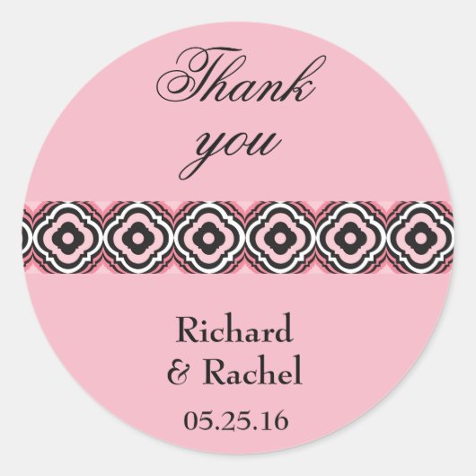 Sticker Rond Merci géométrique rose moderne (Devant)