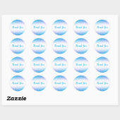 Sticker Rond Merci Glam Blue Parties scintillant Élégant Script (Feuille)