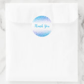 Sticker Rond Merci Glam Blue Parties scintillant Élégant Script (Sac)