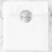 Sticker Rond Merci Glittering Silver Dripping (Sac)