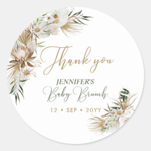 Sticker Rond Merci Gold Boho/Bohème Baby Brunch