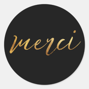 Sticker Rond Merci Gold Elegant Merci