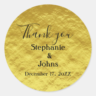 Sticker Rond Merci Gold Foil Mariage Cadeau Faveur Classy